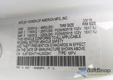 2017 Acura Rdx Advance Package из США, поврежденный, VIN 5J8TB3H71HL000241